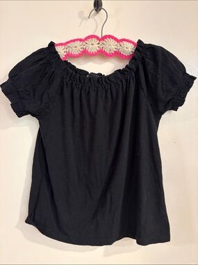 Sanctuary Black Off-Shoulder Eyelet Sleeve short sleeve Small
